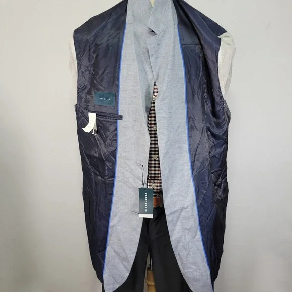 Perry Ellis Men's Sport Coat Blazer Two Button Light Blue Linen Blend‎ 50L